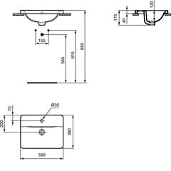 Встраиваемая раковина Ideal Standard Connect, 50x39 см, белая, E504301 цена и информация | Раковины | pigu.lt