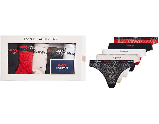 Moteriškos kelnaitės-stringai Tommy Hilfiger THONG 5P, 5 poros, tamsiai mėlynos/baltos/raudonos/rožinės UW0UW03200 0X0 42526 kaina ir informacija | Kelnaitės | pigu.lt