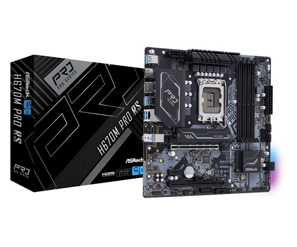 ASRock H670M Pro RS - motherboard - micro ATX - LGA1700 Socket - H670 цена и информация | Pagrindinės plokštės | pigu.lt