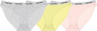 Moteriškos bikini kelnaitės Calvin Klein, 3 poros, persikų/geltonos/pilkos spalvos 000QD3588E 13X 43960 L kaina ir informacija | Kelnaitės | pigu.lt