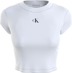 Женская футболка Calvin Klein T-SHIRT TOP CK RIB CROPPED SLIM, белая J20J218337 YAF 43929 цена и информация | Футболка женская | pigu.lt