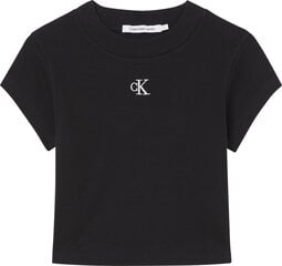 Женская футболка Calvin Klein TOP CK RIB CROPPED SLIM, черная J20J218337 BEH 43963 цена и информация | Футболка Мы здесь | pigu.lt