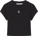 Moteriški marškinėliai Calvin Klein TOP CK RIB CROPPED SLIM, juodi J20J218337 BEH 43963