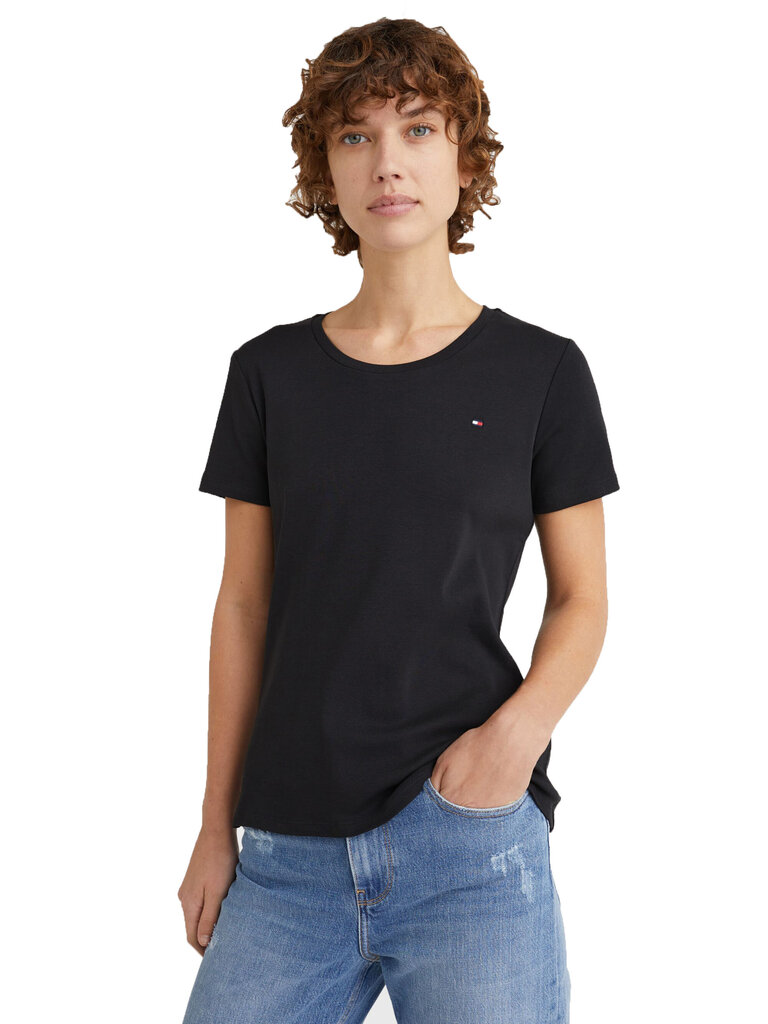 Moteriški marškinėliai Tommy Hilfiger T-SHIRT SLIM ROUND-NK TOP SS BLACK WW0WW27945 BDS 43715 kaina ir informacija | Marškinėliai moterims | pigu.lt
