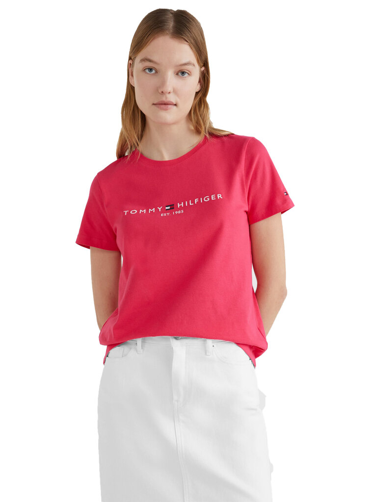 Moteriški marškinėliai Tommy Hilfiger T-SHIRT TH ESS HILFIGER C-NK REG TEE SS, rožiniaiWW0WW28681 TZR 44796 M kaina ir informacija | Marškinėliai moterims | pigu.lt