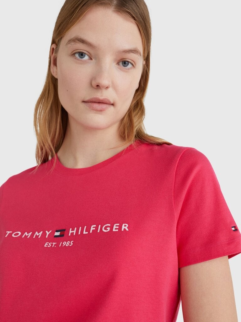 Moteriški marškinėliai Tommy Hilfiger T-SHIRT TH ESS HILFIGER C-NK REG TEE SS, rožiniaiWW0WW28681 TZR 44796 M цена и информация | Marškinėliai moterims | pigu.lt