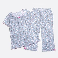 Moteriška gėlėta mėlynos spalvos pižama, SNA14010 kaina ir informacija | Naktiniai, pižamos moterims | pigu.lt
