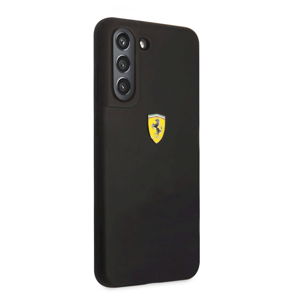 Ferrari Liquid Silicone Metal Logo Case, skirtas Samsung Galaxy S21 FE 5G, juodas kaina ir informacija | Telefono dėklai | pigu.lt