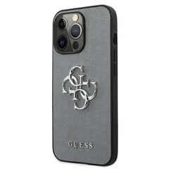 Guess Saffiano 4G didelis sidabrinis logotipas dėklas, skirtas iPhone 13 Pro (pilkas) kaina ir informacija | Telefono dėklai | pigu.lt