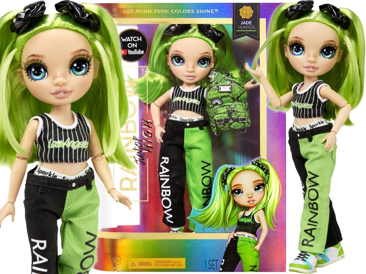 Lėlė Rainbow High Junior High Fashion Doll - Jade Hunter 22 cm kaina ir informacija | Žaislai mergaitėms | pigu.lt