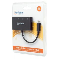 USB šakotuvas Manhattan USB-C į 4xUSB-A prievadai su SuperSpeed ​​iki 5 Gbps kaina ir informacija | Adapteriai, USB šakotuvai | pigu.lt