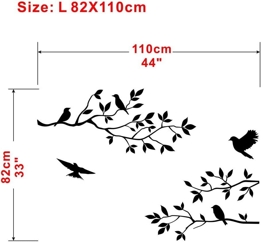 Ekologinis vinilinis sienų lipdukas - paukščiai ir medžių šakos, 110x82 cm, baltas kaina ir informacija | Interjero lipdukai | pigu.lt