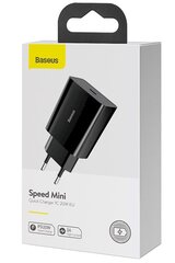 Baseus CCFS-SN01 Speed Mini Charger USB-C 20W Black (Damaged Package) цена и информация | Зарядные устройства для телефонов | pigu.lt