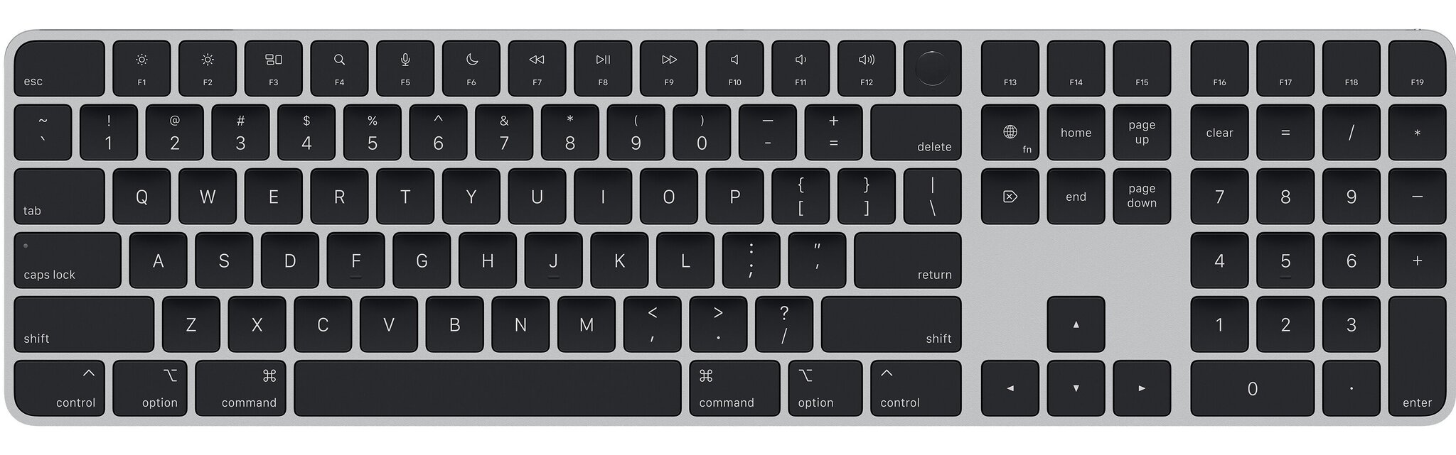 Magic Keyboard with Touch ID and Numeric Keypad for Mac models with Apple silicon - Black Keys - Russian - MMMR3RS/A kaina ir informacija | Klaviatūros | pigu.lt