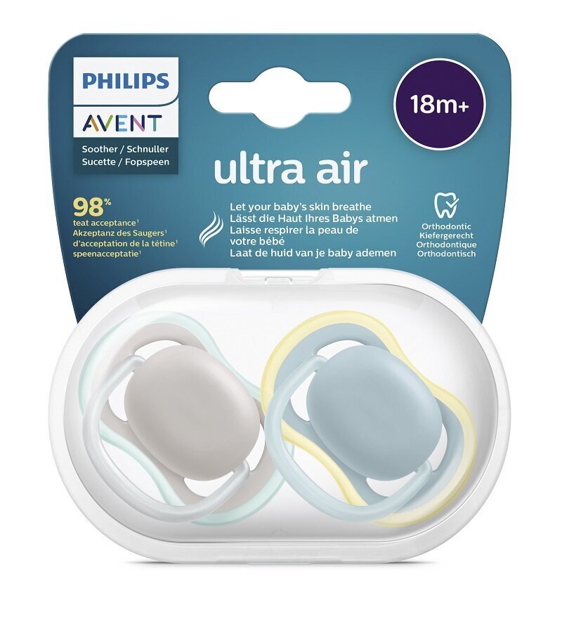 Čiulptukai Philips Avent Ultra Air, 18 mėn.+, 2 vnt. цена и информация | Čiulptukai | pigu.lt