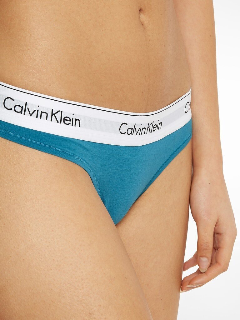 Moteriškos kelnaitės Calvin Klein THONG, turkis 0000F3786E CX3 45158 L цена и информация | Kelnaitės | pigu.lt