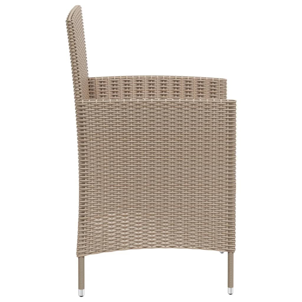 vidaXL Sodo kėdės su pagalvėlėmis, 2vnt., smėlio, poliratanas kaina ir informacija | Lauko kėdės, foteliai, pufai | pigu.lt