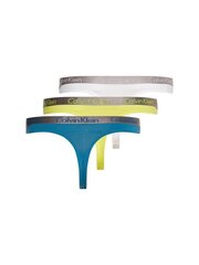 Женские трусики-стринги Calvin Klein THONG 3 пары, белые/желтые/бирюзовые 000QD3560E 283 45135 цена и информация | Трусики | pigu.lt