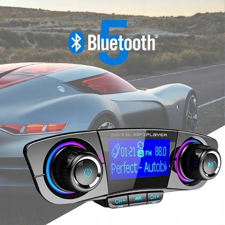 Daugiafunkcinis automobilinis siųstuvas WIRELESS CAR KIT 2022 - 8 funkcijos viename kaina ir informacija | FM moduliatoriai | pigu.lt