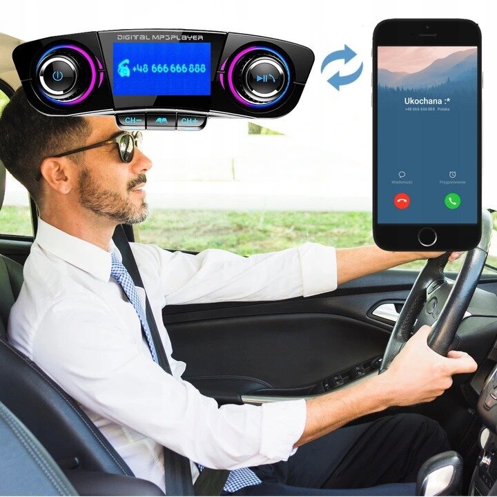 Daugiafunkcinis automobilinis siųstuvas WIRELESS CAR KIT 2022 - 8 funkcijos viename kaina ir informacija | FM moduliatoriai | pigu.lt