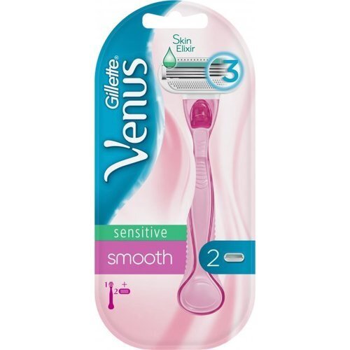 Skustuvas su 2 galvutėmis moterims Gillette Venus Sensitive Smooth цена и информация | Skutimosi priemonės ir kosmetika | pigu.lt