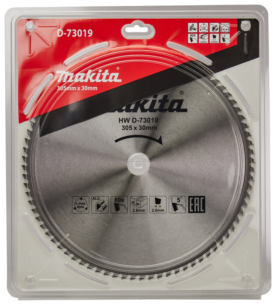 Pjūklas D-73019 T.C.T. 305X2.8X30mm 5° T80 Makita kaina ir informacija | Mechaniniai įrankiai | pigu.lt