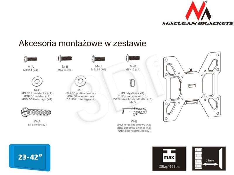 Maclean MC-597 17-37” kaina ir informacija | Televizorių laikikliai, tvirtinimai | pigu.lt