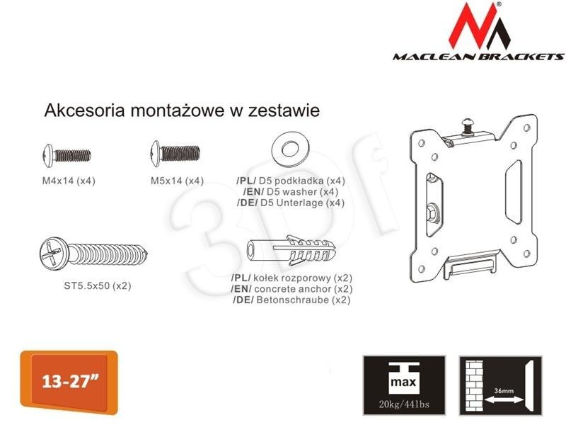 Maclean MC-596 13-23” kaina ir informacija | Televizorių laikikliai, tvirtinimai | pigu.lt