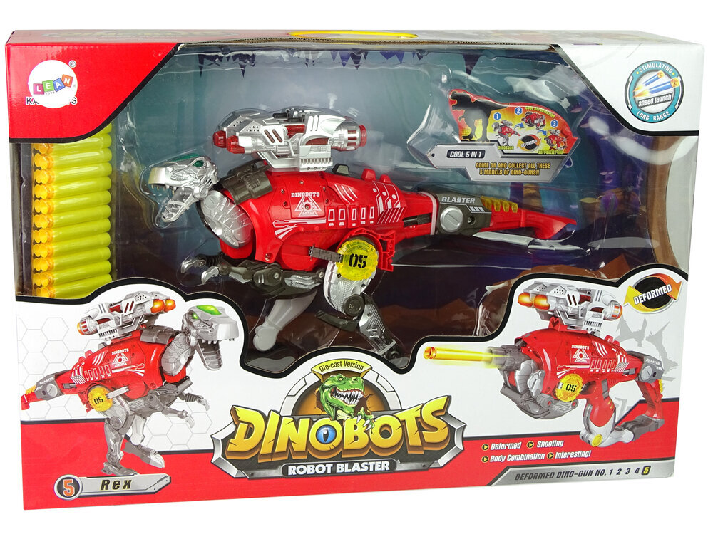 Transformeris dinozauras Dinobots su šaudymo funkcija Lean Toys, raudonas kaina ir informacija | Žaislai berniukams | pigu.lt