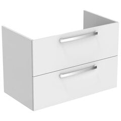 Навесной шкаф Tempo 80 см, два ящика, плавное закрытие, ручки, белый глянцевый, Ideal Standard цена и информация | Шкафчики для ванной | pigu.lt