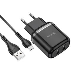 Сетевая зарядка Hoco N4 + microUSB кабель (2.4A), чёрные цена и информация | Зарядные устройства для телефонов | pigu.lt