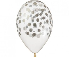 Helio balionai "Sidabrinis konfeti", skaidrūs, 13 "/ 5 vnt. kaina ir informacija | Balionai | pigu.lt