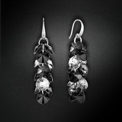 Серебряные серьги "Фламенко (Silver Night / Jet / Crystal)" с кристаллами Swarovski™ DS02A245 цена и информация | Серьги | pigu.lt