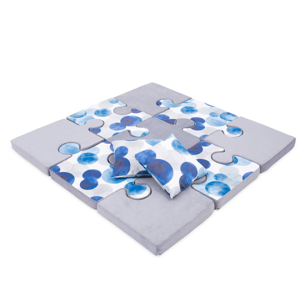 Minkštas kilimėlis-dėlionė su pagalvėlėmis, 150x150x8, mėlynas kaina ir informacija | Lavinimo kilimėliai | pigu.lt