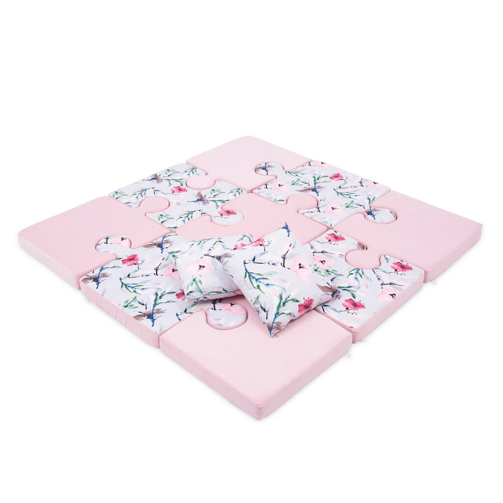 Minkštas kilimėlis-dėlionė su pagalvėlėmis, 150x150x8 cm, rožinis kaina ir informacija | Lavinimo kilimėliai | pigu.lt
