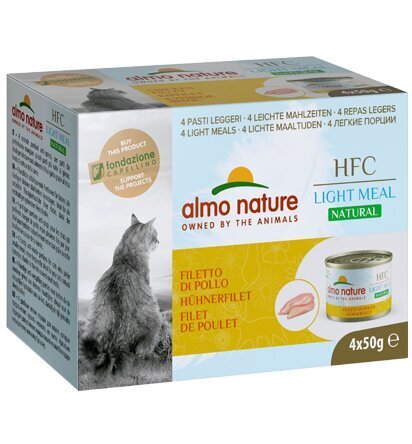 Almo Nature HFC Natural Light Meal, katėms, vištienos filė, 4 x 50 g. kaina ir informacija | Konservai katėms | pigu.lt