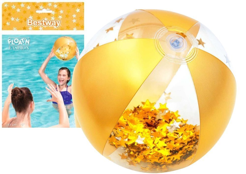 Pripučiamas paplūdimio kamuolys 41 cm, auksinis kaina ir informacija | Pripučiamos ir paplūdimio prekės | pigu.lt