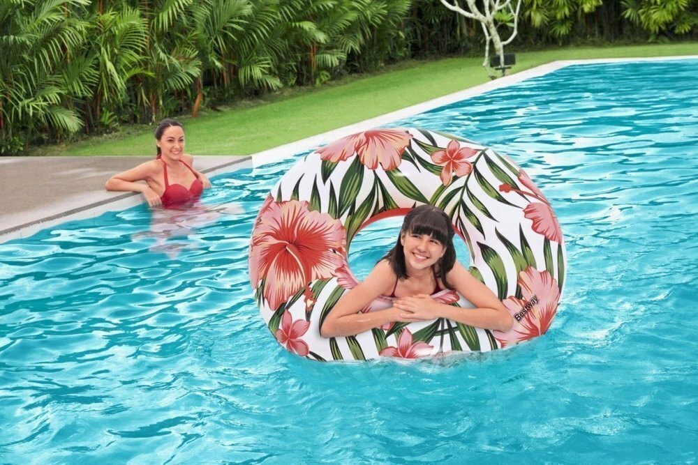 Pripučiamas plaukimo ratas Bestway 119 cm, rožinis цена и информация | Pripučiamos ir paplūdimio prekės | pigu.lt