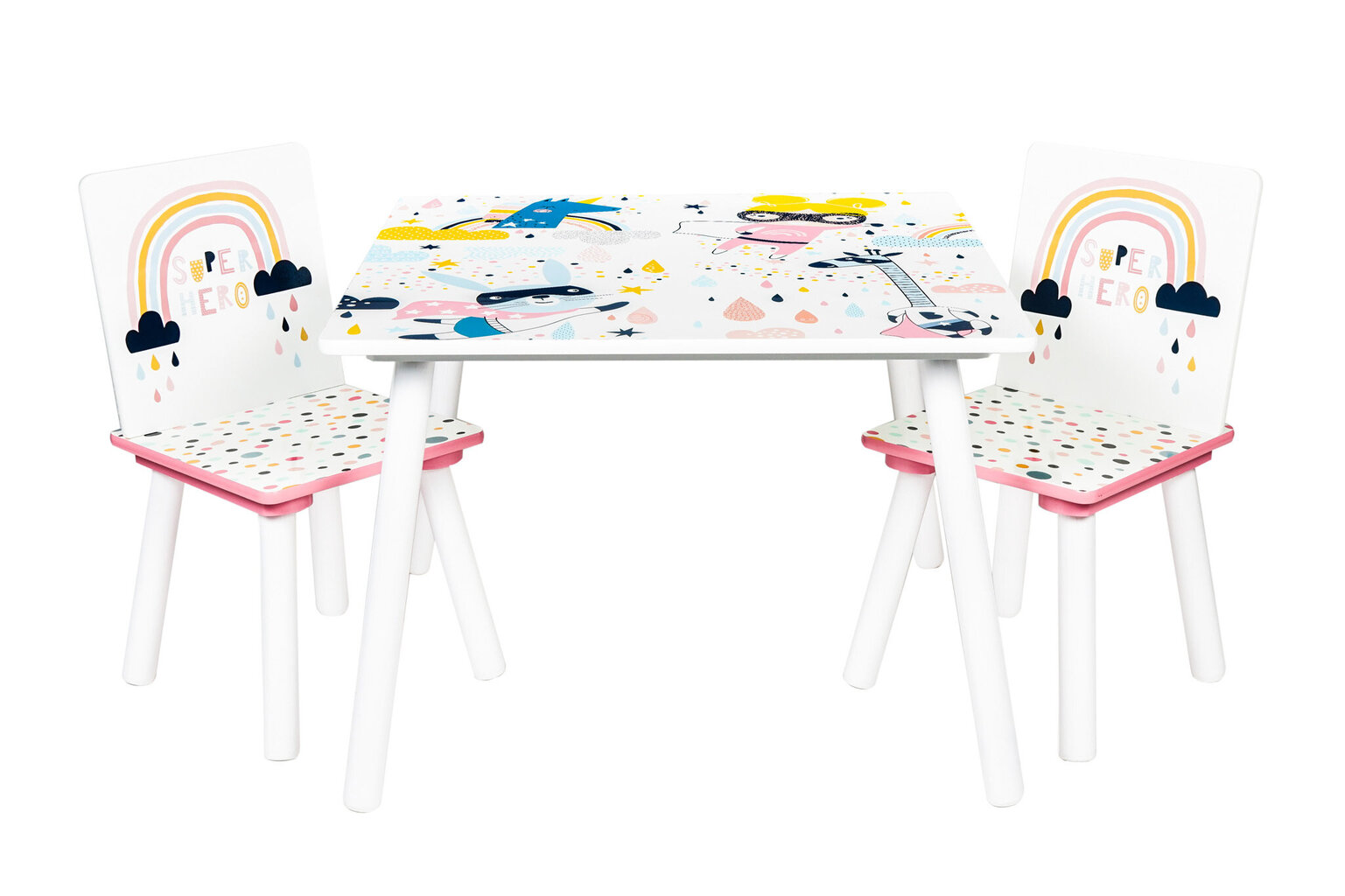Stalas su kėdutėmis, spalvotas kaina ir informacija | Vaikiškos kėdutės ir staliukai | pigu.lt