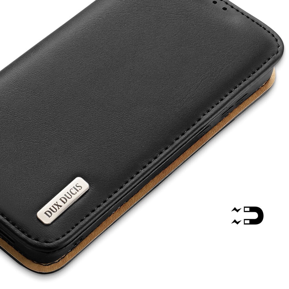 Natūralios odos dėklas Dux Ducis Hivo Samsung Galaxy S22, juodas kaina ir informacija | Telefono dėklai | pigu.lt