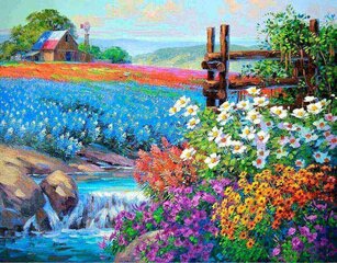 Deimantinė mozaika 40x50 cm Flower Field kaina ir informacija | Deimantinės mozaikos | pigu.lt