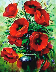 Deimantinė mozaika 40x50 cm Bright poppies kaina ir informacija | Deimantinės mozaikos | pigu.lt