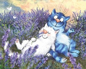 Deimantinė mozaika 40x50 cm Cats in lavender kaina ir informacija | Deimantinės mozaikos | pigu.lt