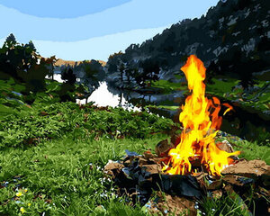 Tapybos pagal skaičius rinkinys 40x50 cm Bonfire by the river kaina ir informacija | Tapyba pagal skaičius | pigu.lt