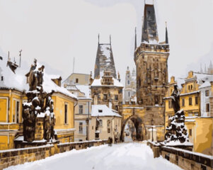 Tapybos pagal skaičius rinkinys 40x50 cm Charles Bridge in winter, Prague kaina ir informacija | Tapyba pagal skaičius | pigu.lt