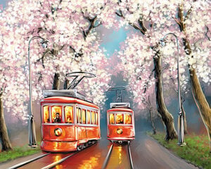 Tapybos pagal skaičius rinkinys 40x50 cm Romance of spring trams kaina ir informacija | Tapyba pagal skaičius | pigu.lt