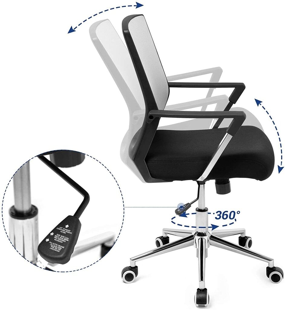 Ergonomiška biuro kėdė ant ratukų, juoda OBN83GY kaina ir informacija | Biuro kėdės | pigu.lt