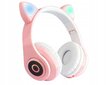 Belaidės BLUETOOTH ausinės su katės ausytėmis, rožinės kaina ir informacija | Ausinės | pigu.lt