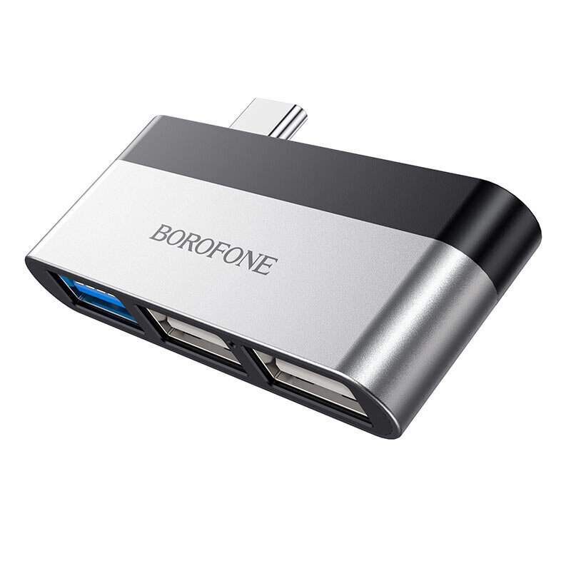 HUB / adapteris BOROFONE DH1 Type-C - 3 x USB | 2 x USB x 2.0 + 1 x USB x 3.0 kaina ir informacija | Adapteriai, USB šakotuvai | pigu.lt