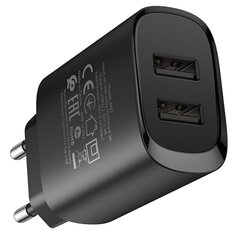 Сетевая зарядка Borofone BN2 2xUSB 2.1A черная цена и информация | Зарядные устройства для телефонов | pigu.lt